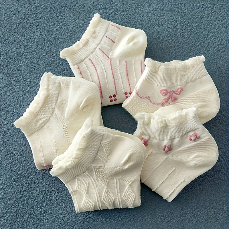 top-tier buyer Lot Ankle Flower Socks for women Crew No Show Short Low Cut Thin Breathable White Spring Autumn Cute Cartoon 