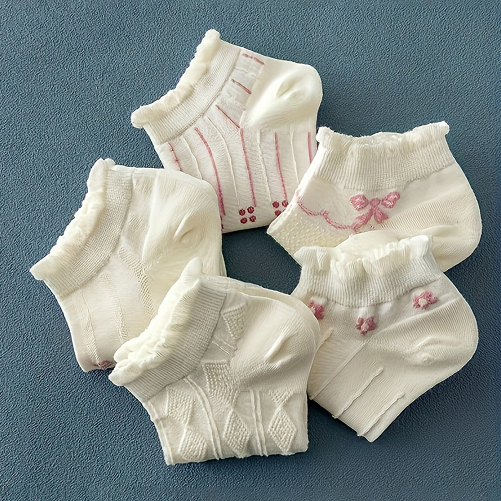 top-tier buyer Lot Ankle Flower Socks for women Crew No Show Short Low Cut Thin Breathable White Spring Autumn Cute Cartoon 
