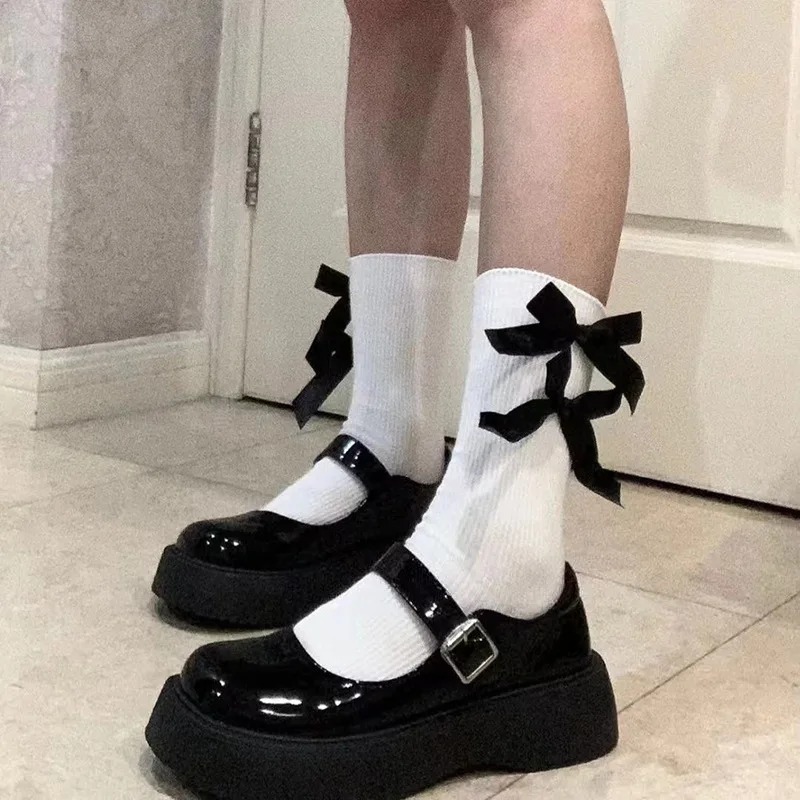 bulk buying Calcetas women Socks Spring Summer White Cute Harajuku Sweet Style Bowknot Female Short Crew Socks Girl Gift 
