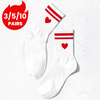 Chinese Brand women s Crew Socks with White Heart and Stripes Comfortable Breathable Moisture Wicking College Sport Style 