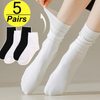 Bespoke Black White Socks for women Fashion Comfortable Mid Tube Boneless Socks Harajuku Spring Summer Soild Color Breathable 