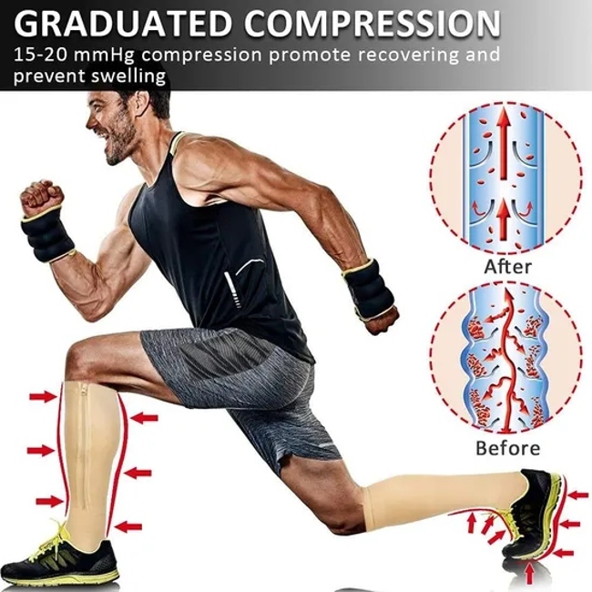 Medias De 15-20 Mmhg Enfemera Prevent Varicose Veins Anti Fatigue Pain Sports Nursing Women Men Compression Socks with Zipper