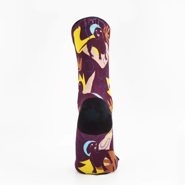 Low Price Crew Cotton Men Women Customized Brown Printed Socks
