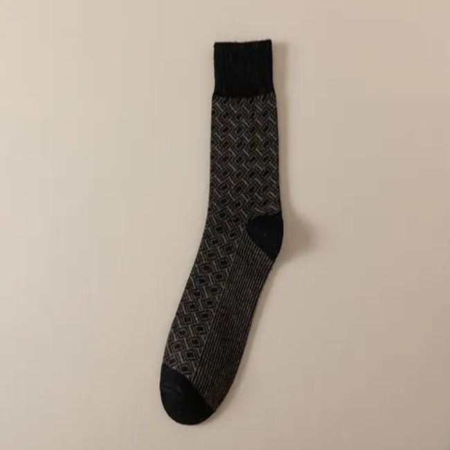 Pattern Dress Socks Business Boneless Mercerized Cotton Socks Crew Thin Breathable Men Socks