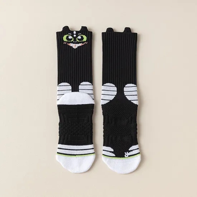 Custom Design Men′s Women′s Animal Mesh Breathable Non-Slip Mesh Sweat Absorption Non-Slip Towel Bottom Sports Socks