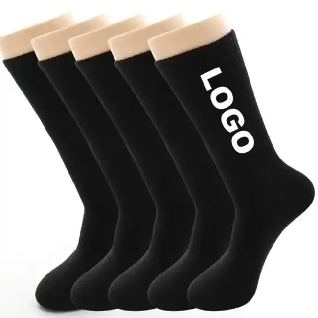 Custom Logo Crew Business Solid Color Bamboo Black White Grey Sports Socks