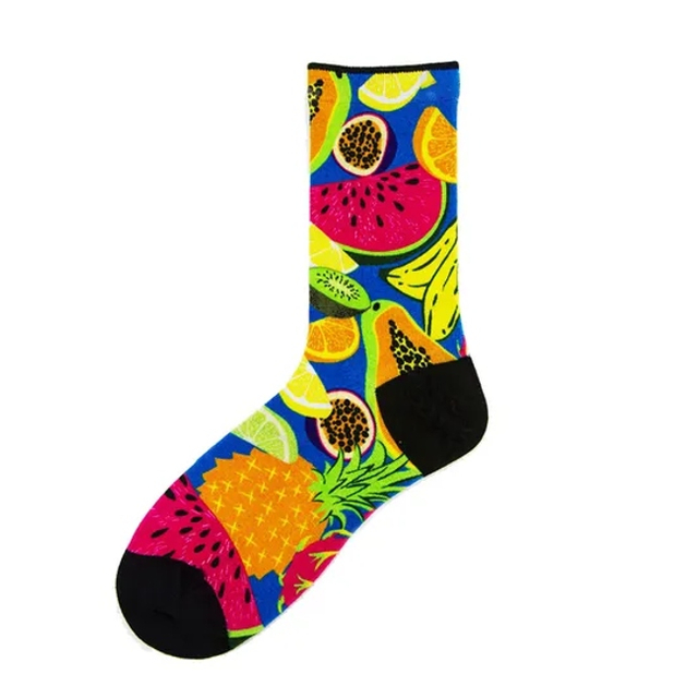 Low Price Crew Cotton Men Women Customized Fruits Printed Socks