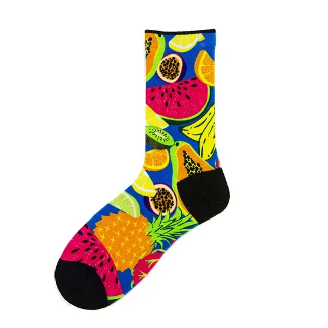 Low Price Crew Cotton Men Women Customized Fruits Printed Socks