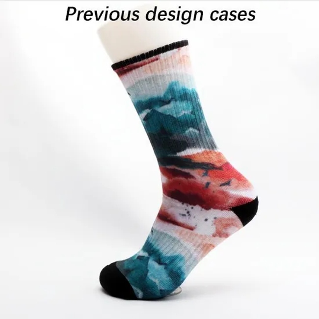 Wholesale Logo Printing Mens Designer Printed Men 3D Sports Crew Digital Sublimation Long Famous Brand Custom Print Socks