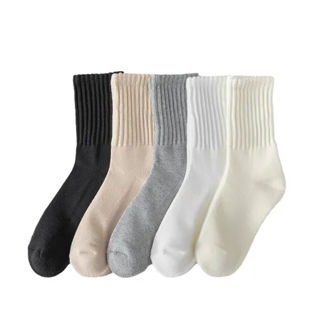 Winter Casual Plain Terry Socks Men Unisex Thick Combed Cotton Crew Socks