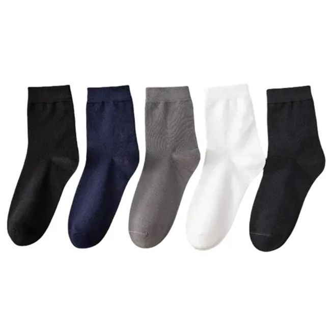 Pure Cotton Sweat-Absorbing Medium Length Black Men′s Wholesale Footwear Custom Socks