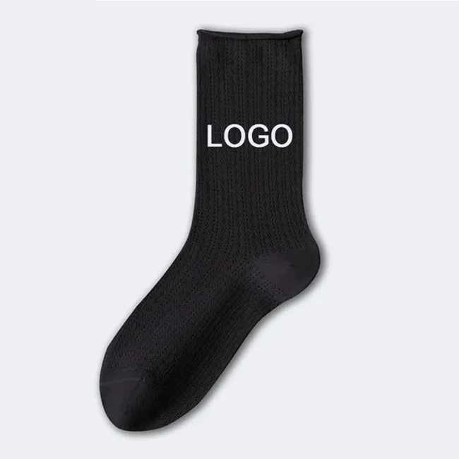 2024 Spring High Quality Custom Design Logo Women Men Knitted Embroidered Cotton Crew Short Socks
