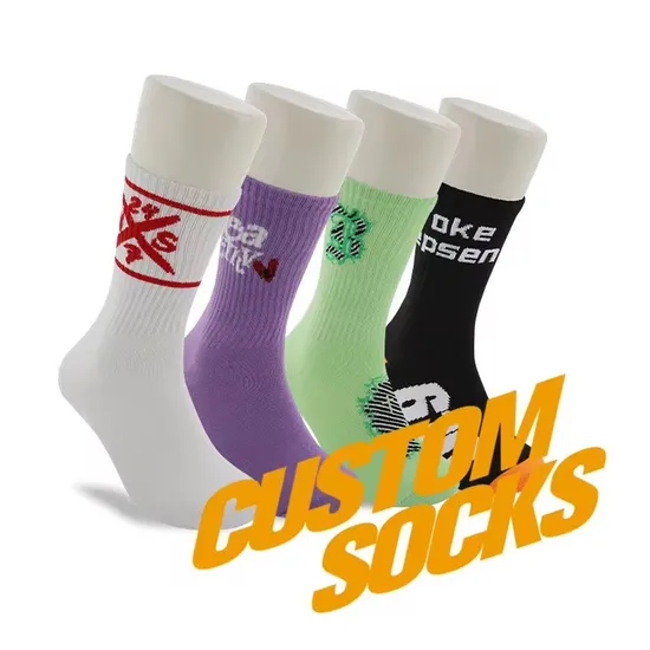 Fashion Colorful Custom Logo Letter Casual Sock Women and Men Cotton Running Sports Socks Adult Crew Socks