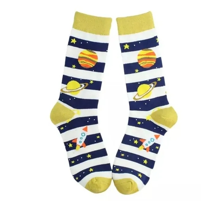 Planet Universe Space Pattern Soft Socks Alien Crew Fashion Funny Socks for Men