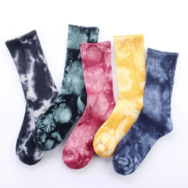 Custom Men and Women Unisex Fashion Crew Tie Dye Socks
