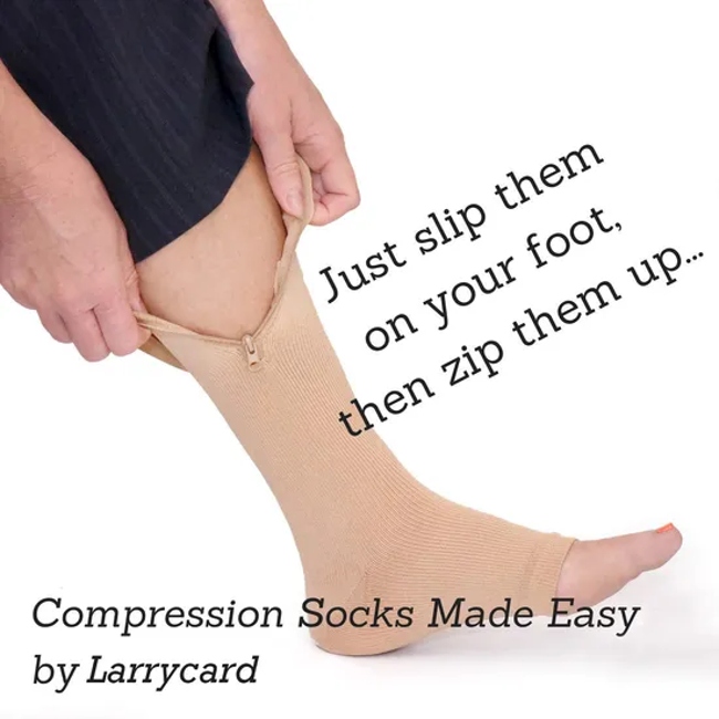Post Surgical Open Toe Anti Slip Breathable Men Thin Summer Medical Varicose Veins Compression Socks 30-40 Mmhg with Zipper
