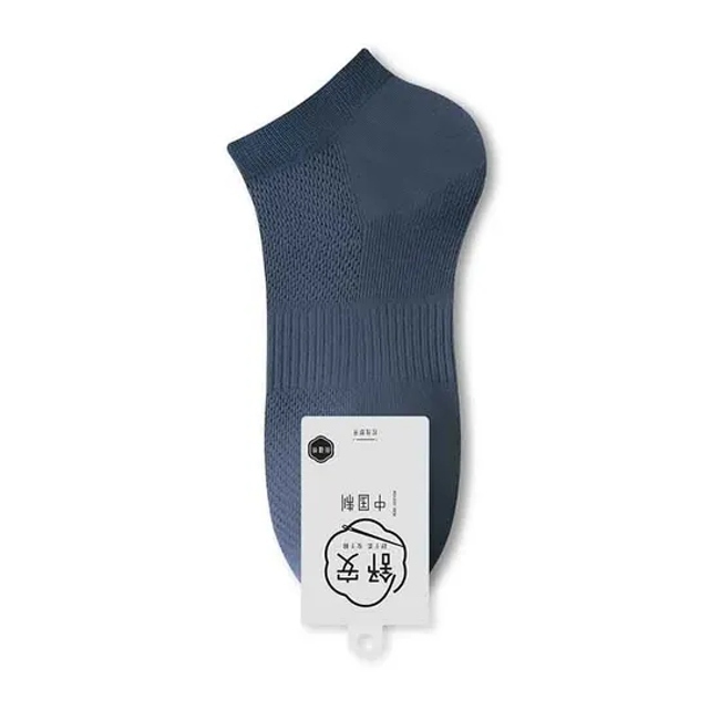 Custom Breathable Cotton Yoga Socks with Non-Slip Grip Men′s Pure Cotton Thin Boat Socks 7A Antibacterial, Deodorizing and No Heel Drop