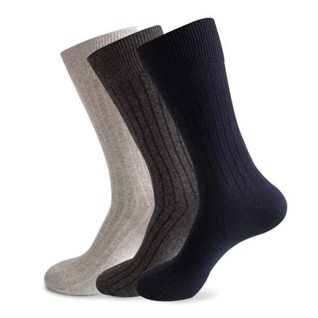 Wholesale Mens Ribbed Cotton Crew Business Socks Double Cylinder Man Solid Color Socks Manufacturer