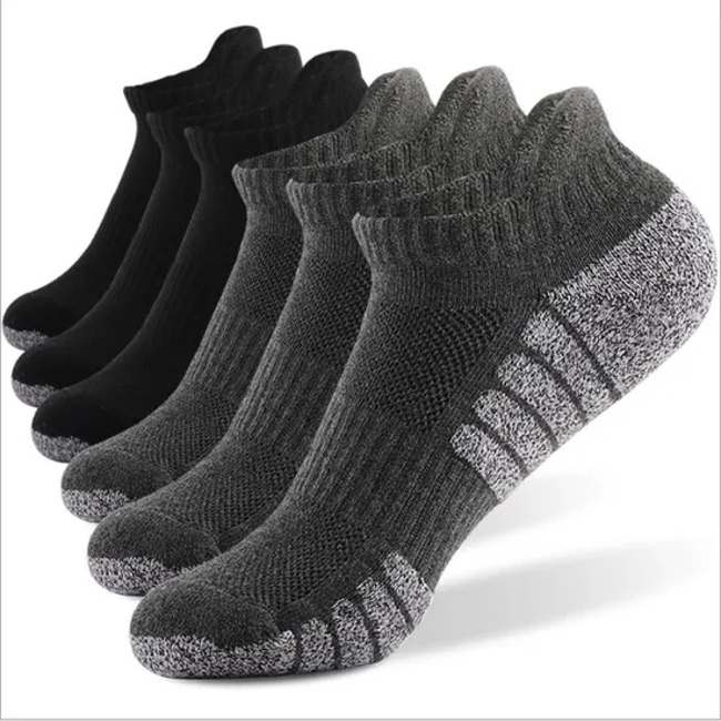 Wholesale Compression Cotton Men Women White Black Grey Custom Stockings Crew Adult Thick Cushion Terry Sports Running Ankle Socks