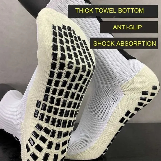 Jacquard Custom Logo Athletic Sport Crew Soccer Socks Anti Slip Football Socks Grip Soccer Socks for Men