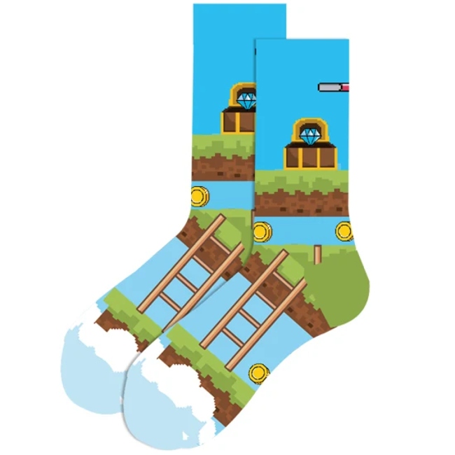 Wholesale Custom Funny Crazied Colorful Funkied Cool Mens Fashion Dress Cotton Socks Crew Happiness Socks for Men