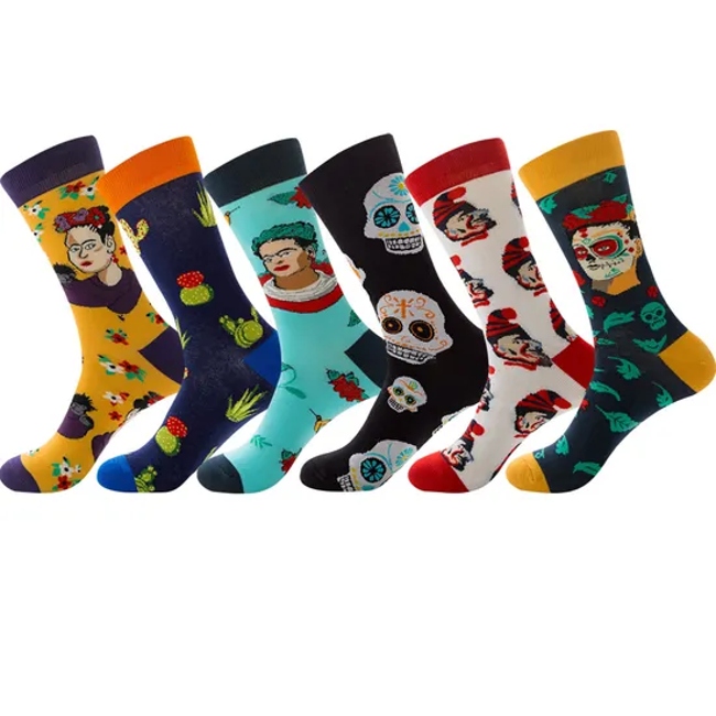 Wholesale Full Logo Designer Socken Chaussette Custom Unisex Cool Colorful Crew Cotton Dress Socks Men