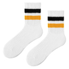 Solid Color Retro Medium Length Cotton Sports Striped Crew Socks for Men and Women