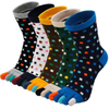 Custom Men′s Polka DOT Stripe 100% Cotton Five Finger Crew Toe Socks