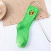 Custom Embroidery Smile Face Fashion Vivid Color Tube Cute Baby Smile Socks
