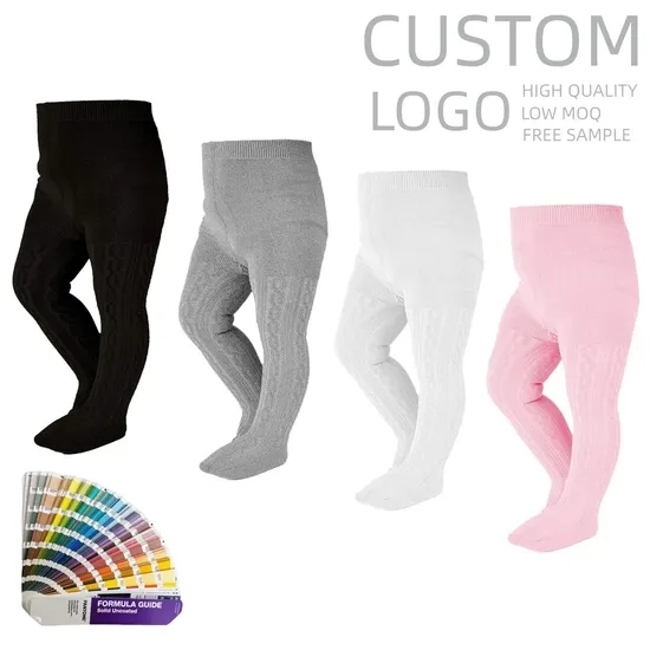 Baby Toddler Girls′ Seamless Cable Knit Tights Cotton Leggings Socks