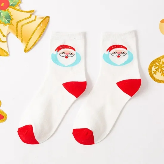  Pairs of Christmas Children′ S Cartoon Cute Korean Version of The Baby Santa Claus Medium Tube Cotton Socks