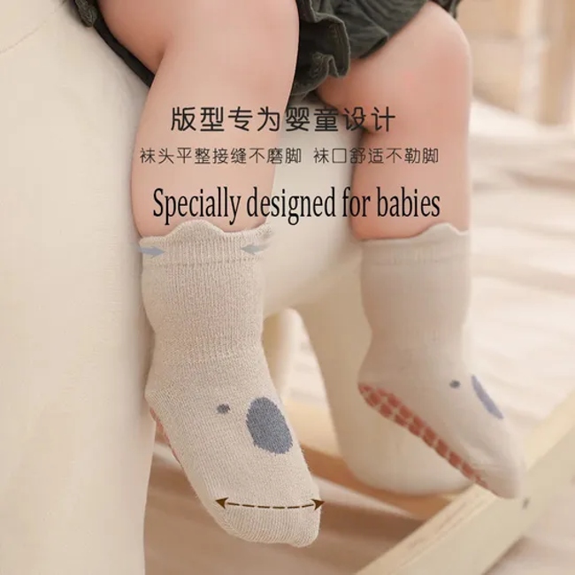 Children′s Floor Cotton Baby Socks Non Slip Walking Socks oo% Cotton Breathable Knitted