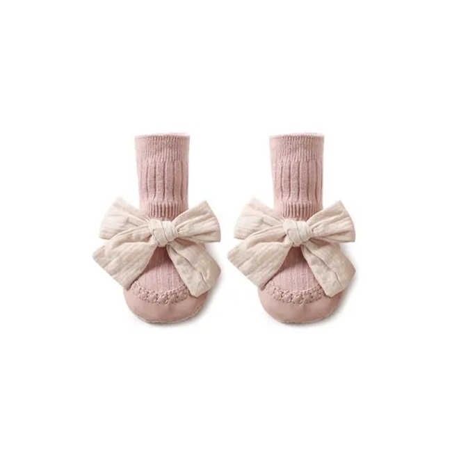 Baby Bow Princess Floor Shoes Socks Baby Footwear Anti Slip Tube Socks