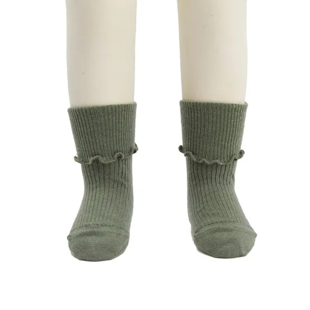 Children Baby Kids Wholesale Custom Cotton Fold Ruffle Crew Socks