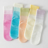 High Quality Cotton Tie Dye Silicone Grip Custom Design Logo Ruffle Anti Slip Middle Tube Crew Sports Socks Spring Women Fitness Dancing Pilates Yoga Socks
