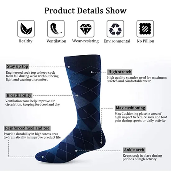 Striped Combed Cotton Knitted Dress Men′s Socks Custom Men′s Bamboo Business Socks