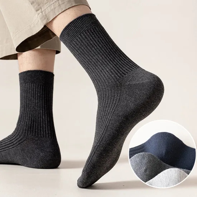 Wholeseller Customized Mens Breathable Business Ribbed Cotton Formal Crew Stocking Socks