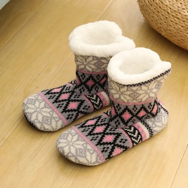 Xianghui Beautiful Crew Non Slip Winter Thick Home Women Floor Warm Socks