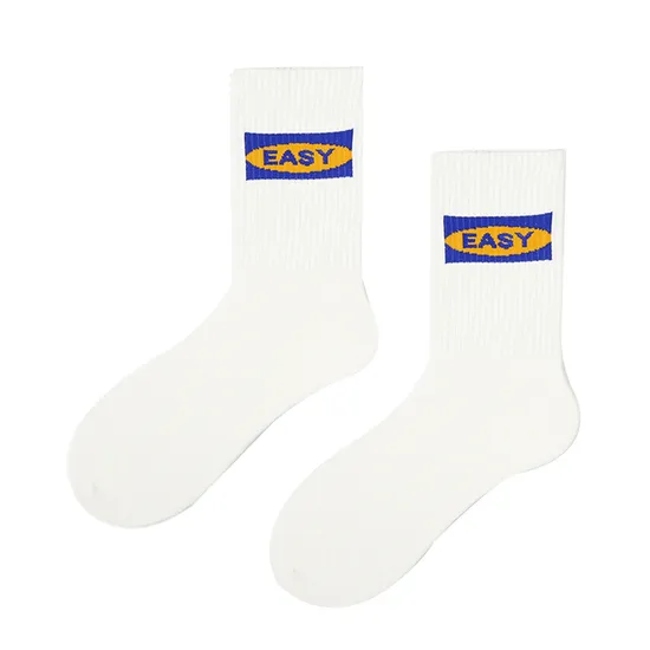 Wholesale Custom Logo Men Women Kids Cotton Crew Daily White Socks