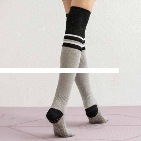 Cotton in stock women s high tube four seasons sports non slip yoga socks Pilates five finger socks long tube toe socks