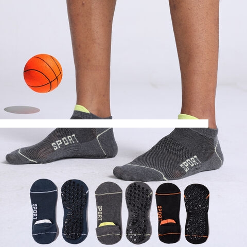 High quality black cotton socks for men custom logo non slip football sports ankle grip socks