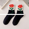 Fashion New Style Combed Cotton Flower Women Socks Custom Design Jacquard Logo Sport Socks