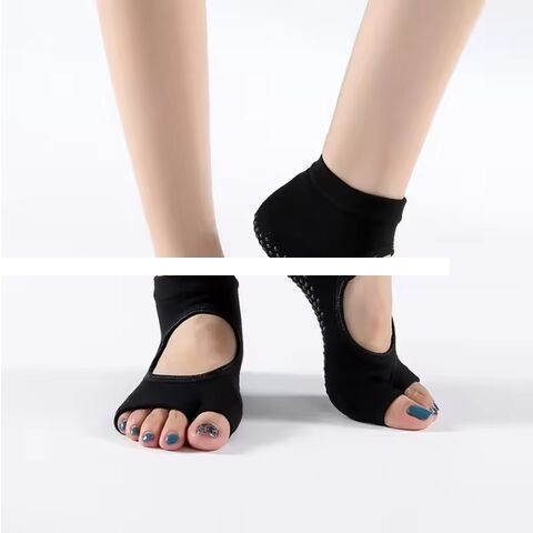 Toeless Non Slip Women Yoga Socks with Grips for Pilates Ballet Barre Dance Barefoot Workout Open Toe Fitness Gym