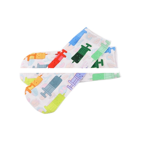 Factory price soft comfortable short socks low cut cotton print nurse preppy sports socks for women men