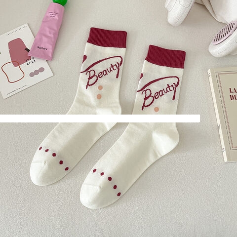 Hot Sell Rose Red Four Season Long Socks Sports Socks Boneless Custom Cotton Crew Women s Socks