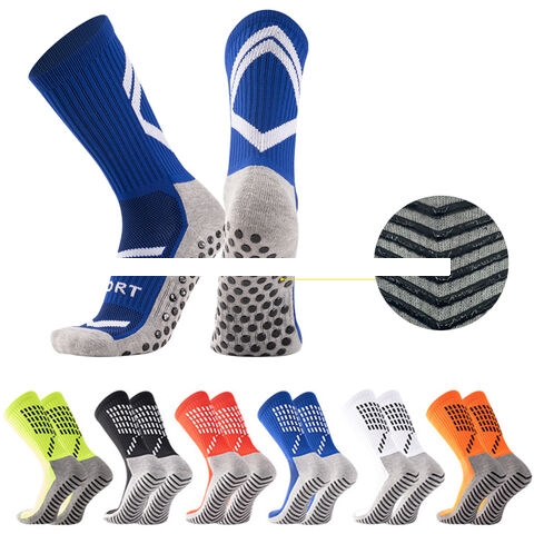 High Quality Jacquard Technique Sporty Football Socks Custom Design Bottom Grip Sweat Absorbent Free Anti Slip Socks