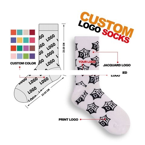 Embroidery men sport fashion socks printing logo sublimation blank unisex funny socks