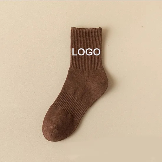 2024 High Quality Men and Women Business Full Season Cotton Socks Thick Elastic Cuff Casual Solid Color Soft Crew Socks