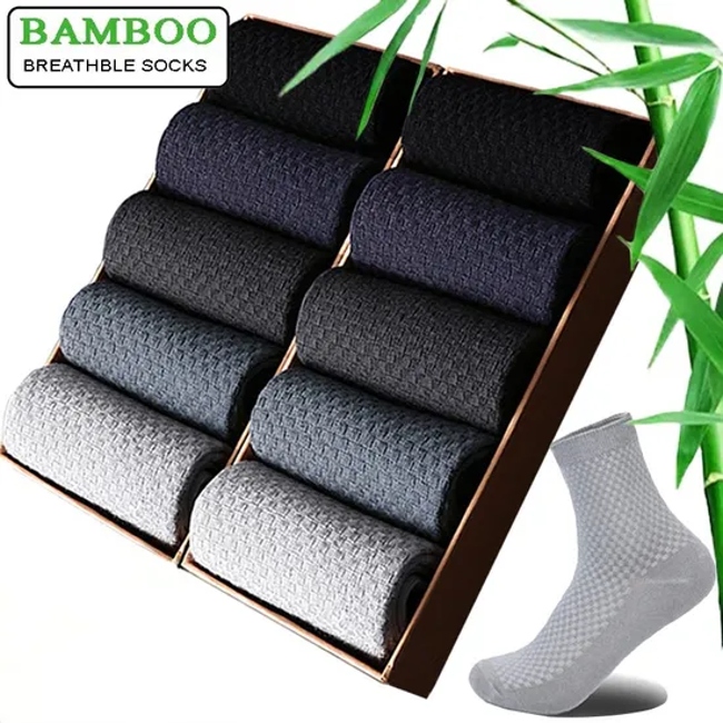 Men Bamboo Fiber Socks Compression Autumn Black Business Casual Socks Men Dress Socks