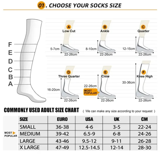 Wholesale Outdoor Breathable Athletic Crew Socks Custom Design Pattern Sports Socks